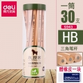 得力（deli） 铅笔素描绘图学生原木铅笔 学生用品 30支/桶 HB三角木世界S943