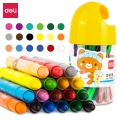 得力(deli)18色桶装学生水溶性旋转油画棒儿童可水洗蜡笔绘画笔炫彩棒72055