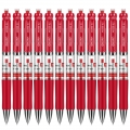 得力(deli)S01中性笔签字笔 0.5mm子弹头经典办公按动笔水笔 红色 12支/盒